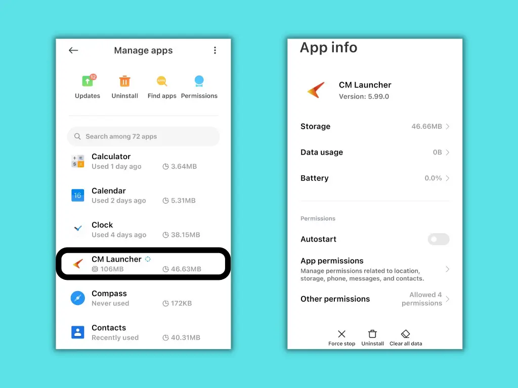 Guide to uninstall CM Launcher on Android device 2