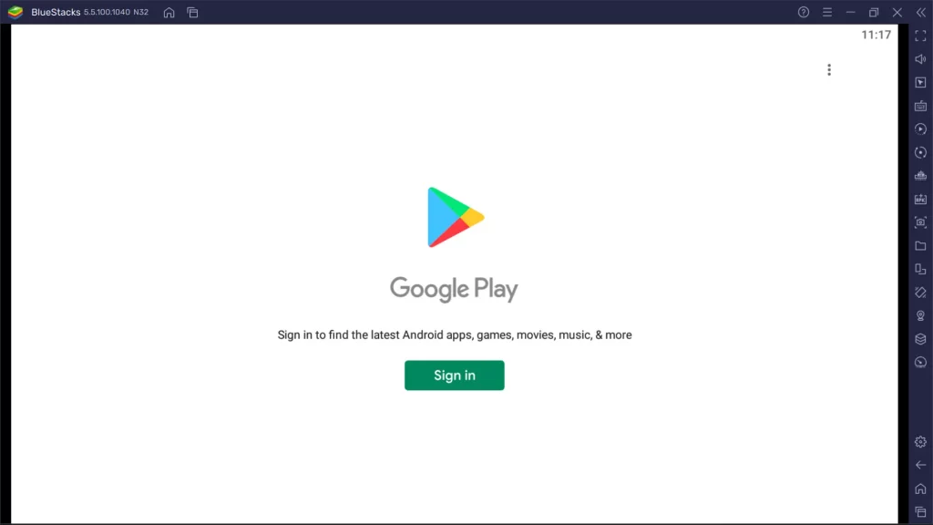 BlueStacks Google Play Store Sign in