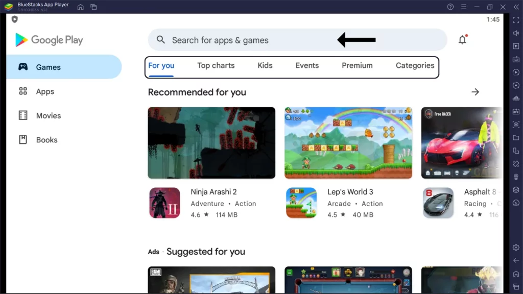 Play Store in BlueStacks