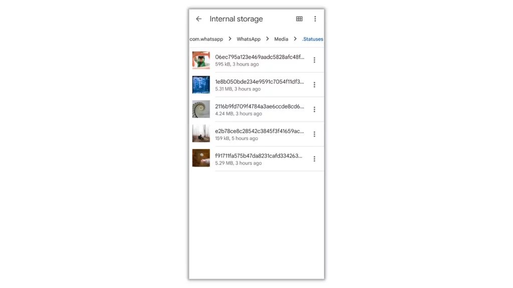 WhatsApp Statuses folder in Files by Google app