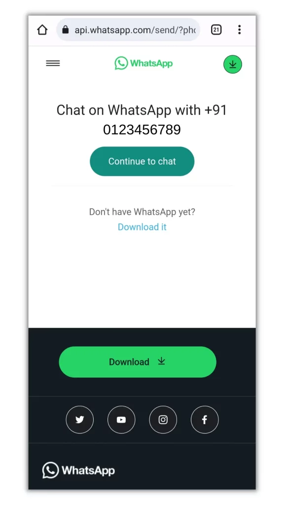 How to send WhatsApp message without saving number